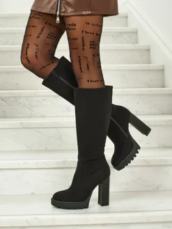 Hot Damskie kozaki eko zamszowe na słupku GaleNest Kozaki Na Obcasie|Kozaki Z Ociepleniem