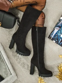 Hot Damskie kozaki eko zamszowe na słupku GaleNest Kozaki Na Obcasie|Kozaki Z Ociepleniem