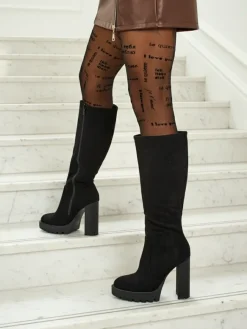 Hot Damskie kozaki eko zamszowe na słupku GaleNest Kozaki Na Obcasie|Kozaki Z Ociepleniem