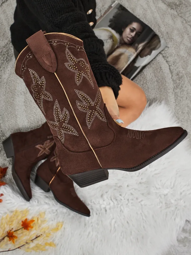 Best Damskie kozaki typu kowbojki Zephira Kozaki Na Płaskim Obcasie|Kozaki Z Ociepleniem