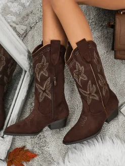 Best Damskie kozaki typu kowbojki Zephira Kozaki Na Płaskim Obcasie|Kozaki Z Ociepleniem