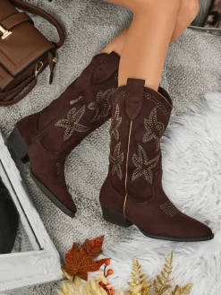 Best Damskie kozaki typu kowbojki Zephira Kozaki Na Płaskim Obcasie|Kozaki Z Ociepleniem