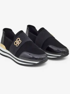 New Damskie slip-ony Elektra Nero ze złotym akcentem, skóra ekologiczna, 3,5cm Półbuty