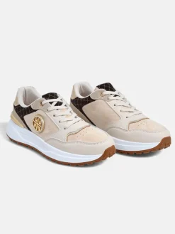 Clearance Damskie sneakersy beżowe Calista Verona na płaskim obcasie - skóra eko 4 cm Damskie Sneakersy