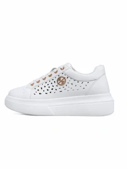 Online Damskie sneakersy Calista Bianco z eko skóry, ażurowe, wiosenne 4,5 cm Damskie Ugc|Sneakersy