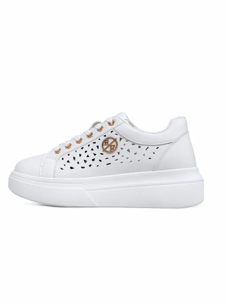 Online Damskie sneakersy Calista Bianco z eko skóry, ażurowe, wiosenne 4,5 cm Damskie Ugc|Sneakersy