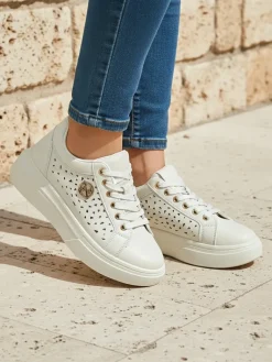 Discount Damskie sneakersy Callista beżowe skóra ekologiczna wiosna płaski obcas Damskie Ugc|Sneakersy