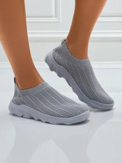 Online Damskie sneakersy gołębie szare Silvana - wygodne buty slip-on do miasta Damskie Bieganie, Ćwiczenia I Trening