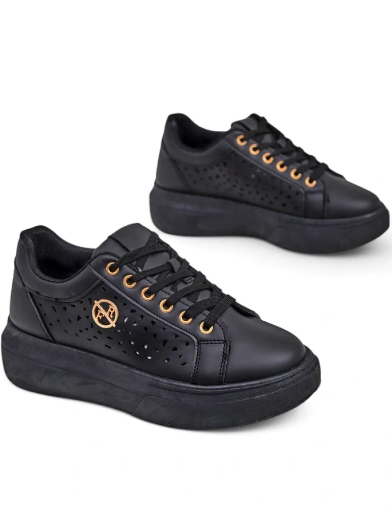 Damskie sneakersy Kalista Nero – czarne platformy z eko-skóry, wiosenna kolekcja Damskie Ugc|Sneakersy