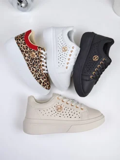 Damskie sneakersy Kalista Nero – czarne platformy z eko-skóry, wiosenna kolekcja Damskie Ugc|Sneakersy