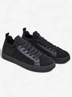 New Damskie sneakersy Livia Nero – czarne tenisówki z tkaniny i ekoskóry na płaskiej podeszwie Trampki