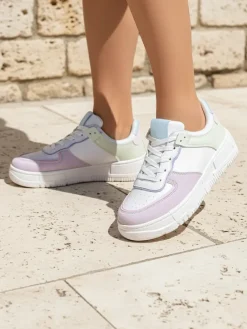 Best Damskie sneakersy Lycaste beżowe z ekologicznej skóry na płaskiej podeszwie Damskie Sneakersy