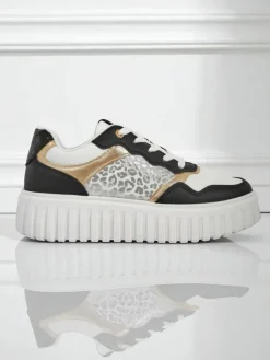 Outlet Damskie sneakersy Callista platforma czarne skóra eko rozmiar 40 Damskie Sneakersy