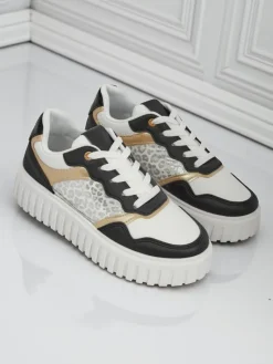 Outlet Damskie sneakersy Callista platforma czarne skóra eko rozmiar 40 Damskie Sneakersy