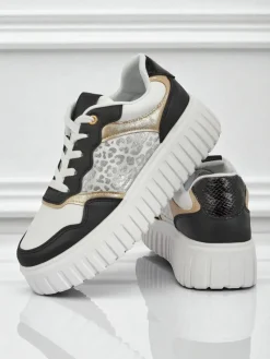 Outlet Damskie sneakersy Callista platforma czarne skóra eko rozmiar 40 Damskie Sneakersy