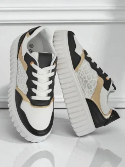 Outlet Damskie sneakersy Callista platforma czarne skóra eko rozmiar 40 Damskie Sneakersy