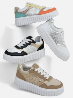 Outlet Damskie sneakersy Callista platforma czarne skóra eko rozmiar 40 Damskie Sneakersy