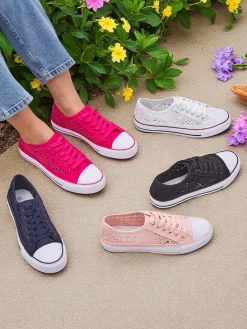 Outlet Damskie trampki Calista Nero z koronką, oddychające – kolekcja Lato/Wiosna Trampki