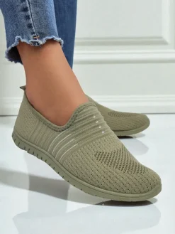 Best Damskie wsuwane mokasyny Hypatia Verde z tkaniny na płaskiej podeszwie Półbuty