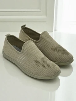 Best Damskie wsuwane mokasyny Hypatia Verde z tkaniny na płaskiej podeszwie Półbuty