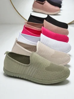 Best Damskie wsuwane mokasyny Hypatia Verde z tkaniny na płaskiej podeszwie Półbuty