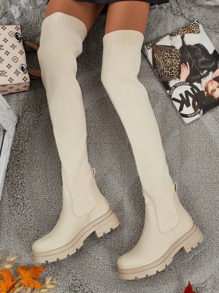 Hot Długie damskie wsuwane kozaki Orlina Kozaki Na Płaskim Obcasie|Kozaki Bez Ocieplenia