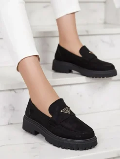 Sale Eleganckie Buty Damskie Nera z Ekoskóry Półbuty|Mokasyny Na Płaskiej Podeszwie