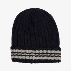 Outlet Granatowa męska czapka z domieszką wełny - Akcesoria Czapki