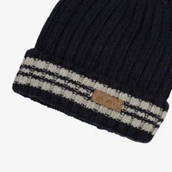 Outlet Granatowa męska czapka z domieszką wełny - Akcesoria Czapki