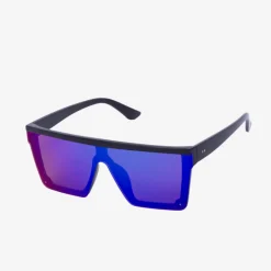 Online Granatowe damskie kwadratowe okulary przeciwsłoneczne z holograficznym wykończeniem - Akcesoria Damskie Okulary Przeciwsłoneczne