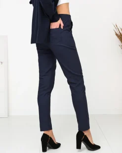 Sale Granatowe damskie ocieplane spodnie typu tregginsy PLUS SIZE - Odzież Legginsy / Tregginsy|Plus Size