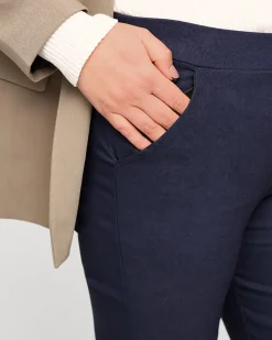 Sale Granatowe damskie ocieplane spodnie typu tregginsy PLUS SIZE - Odzież Legginsy / Tregginsy|Plus Size