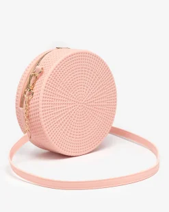 Online Jasnoróżowa damska torebka z tłoczeniem - Akcesoria Damskie Małe Torebki