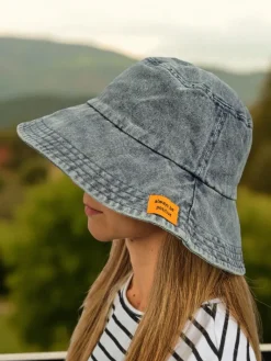 Best Kapelusz damski Athena Denim Look bucket hat z poliestru, wygodny Damskie Czapki I Kapelusze