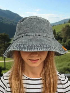 Best Kapelusz damski Athena Denim Look bucket hat z poliestru, wygodny Damskie Czapki I Kapelusze