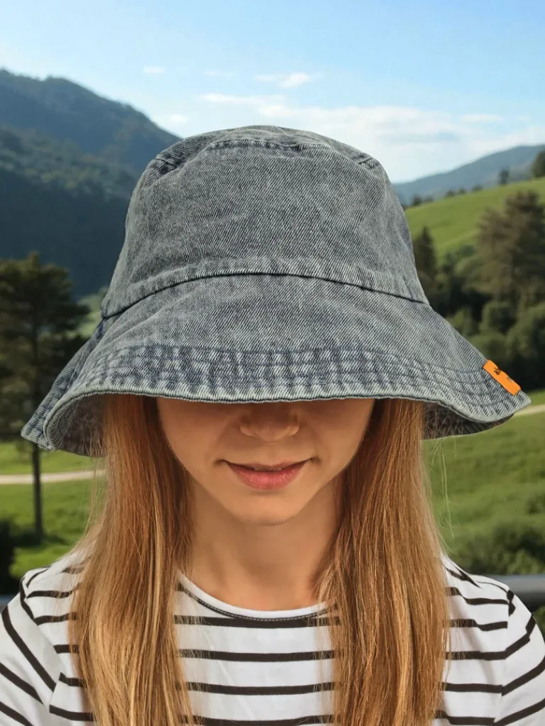 Best Kapelusz damski Athena Denim Look bucket hat z poliestru, wygodny Damskie Czapki I Kapelusze