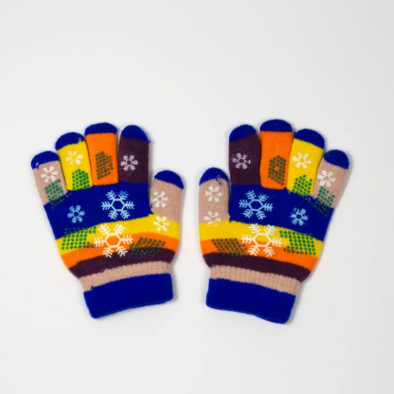 Best Kobaltowe dziewczęce rękawiczki z brokatem i śnieżynkami - Akcesoria Rękawiczki