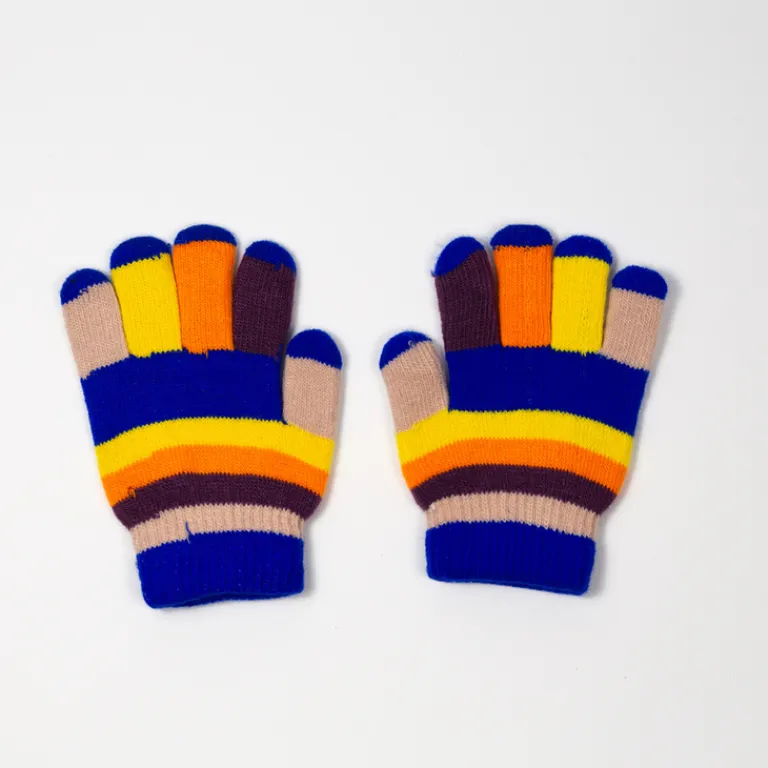 Best Kobaltowe dziewczęce rękawiczki z brokatem i śnieżynkami - Akcesoria Rękawiczki