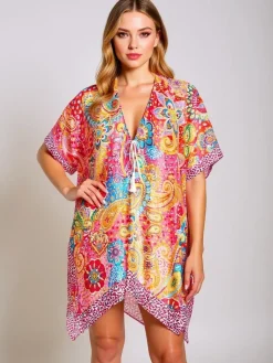 Hot Kolorowe pareo Callista – stylowa narzutka do kolan do plaży Narzutka Plażowa|Bluzki / Koszule / Koszulki