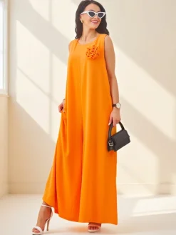 Hot Kombinezon Callisto Pomaranczowy – Nowoczesna Elegancja z Wiskozy na Lato Kombinezony