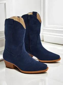 Clearance Kowbojki damskie eko zamszowe SpireHush Botki Bez Ocieplenia|Kowbojki