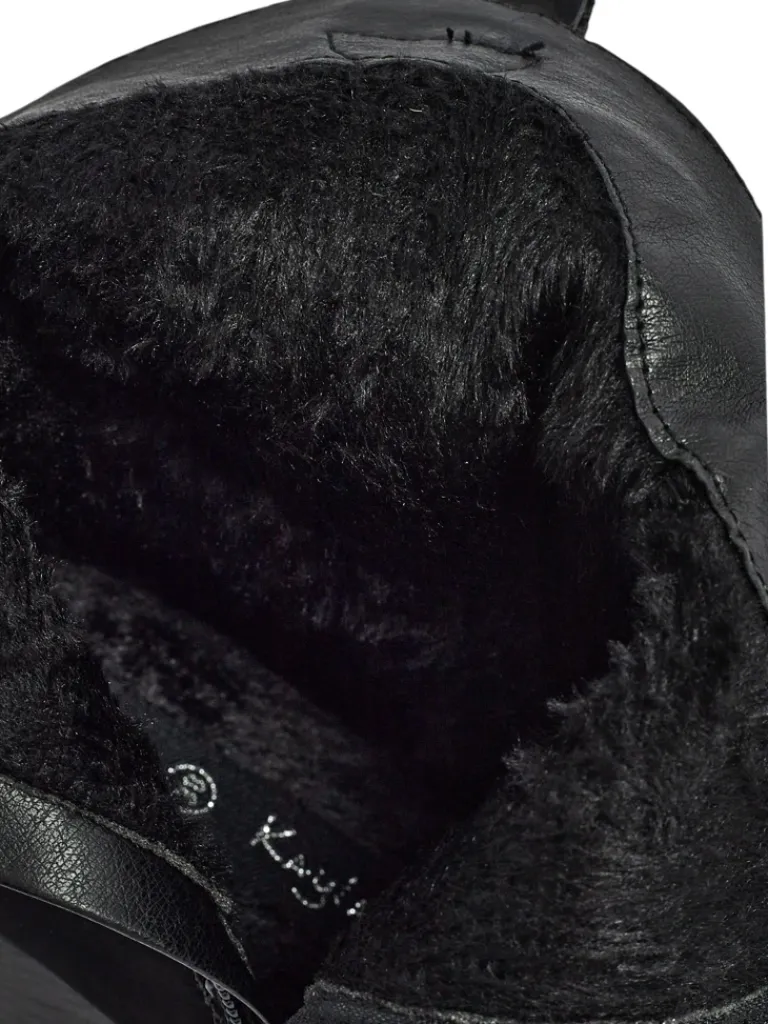 Outlet Kowbojki damskie na obcasie z ozdobnymi wstawkami Cendria Botki Z Delikatnym Ociepleniem|Kowbojki