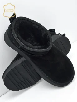 Clearance Krótkie buty a'la śniegowce damskie ze skóry naturalnej Elunara Śniegowce|Botki Na Platformie