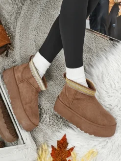 Sale Krótkie buty a'la śniegowce damskie Nymeria Śniegowce|Botki Na Platformie