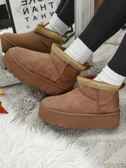 Sale Krótkie buty a'la śniegowce damskie Nymeria Śniegowce|Botki Na Platformie