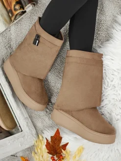 Best Krótkie buty a'la śniegowce damskie z dopinaną cholewką Elizze Śniegowce|Botki Na Platformie