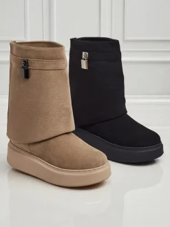 Best Krótkie buty a'la śniegowce damskie z dopinaną cholewką Elizze Śniegowce|Botki Na Platformie