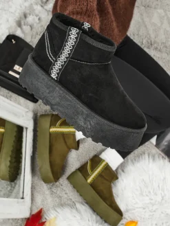 Hot Krótkie buty a'la śniegowce damskie Althea Śniegowce|Botki Na Platformie