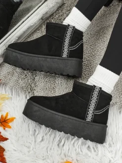 Hot Krótkie buty a'la śniegowce damskie Althea Śniegowce|Botki Na Platformie