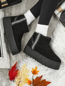 Hot Krótkie buty a'la śniegowce damskie Althea Śniegowce|Botki Na Platformie